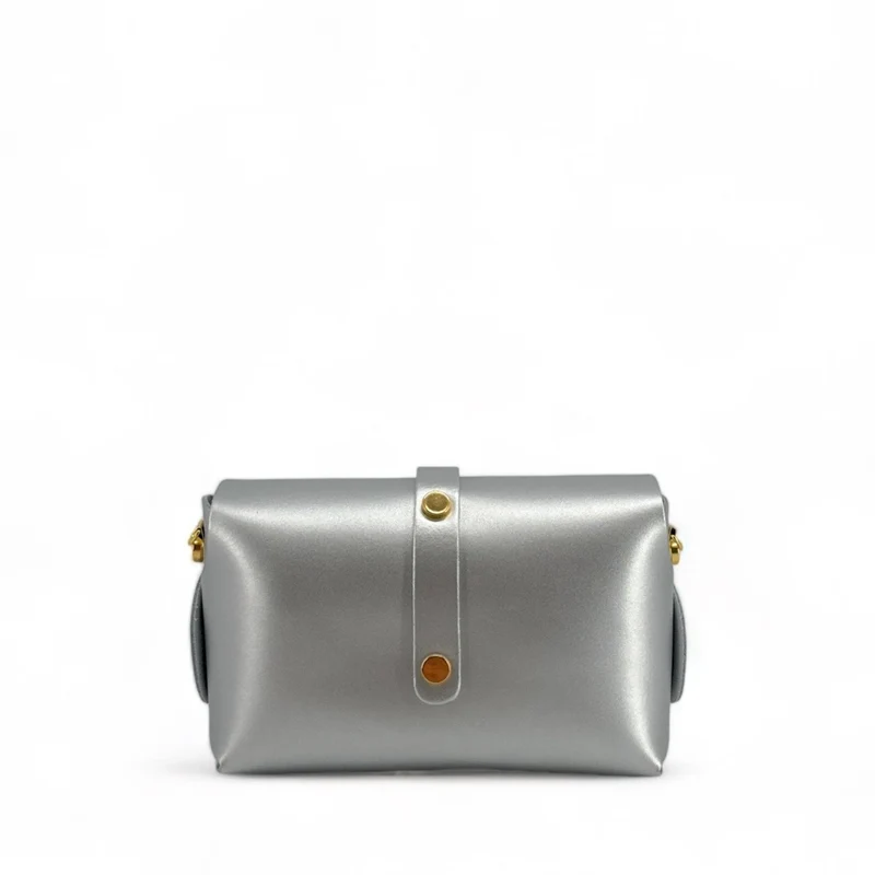 Mini sac à main en cuir lisse CANDY Argent moyen