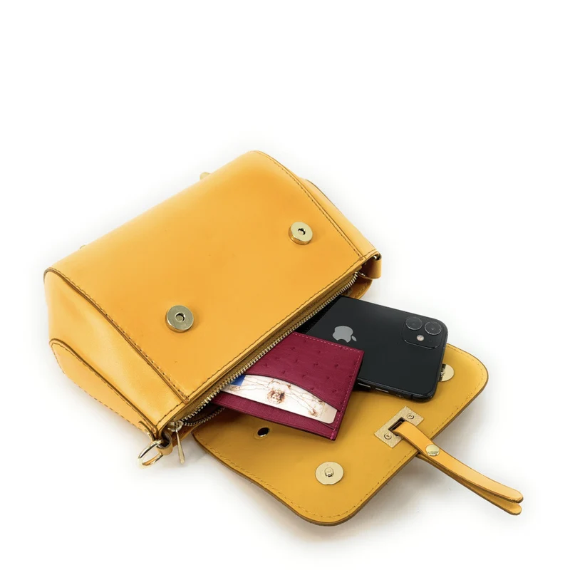 Sac trotteur en cuir lisse PRIM Jaune tournesol