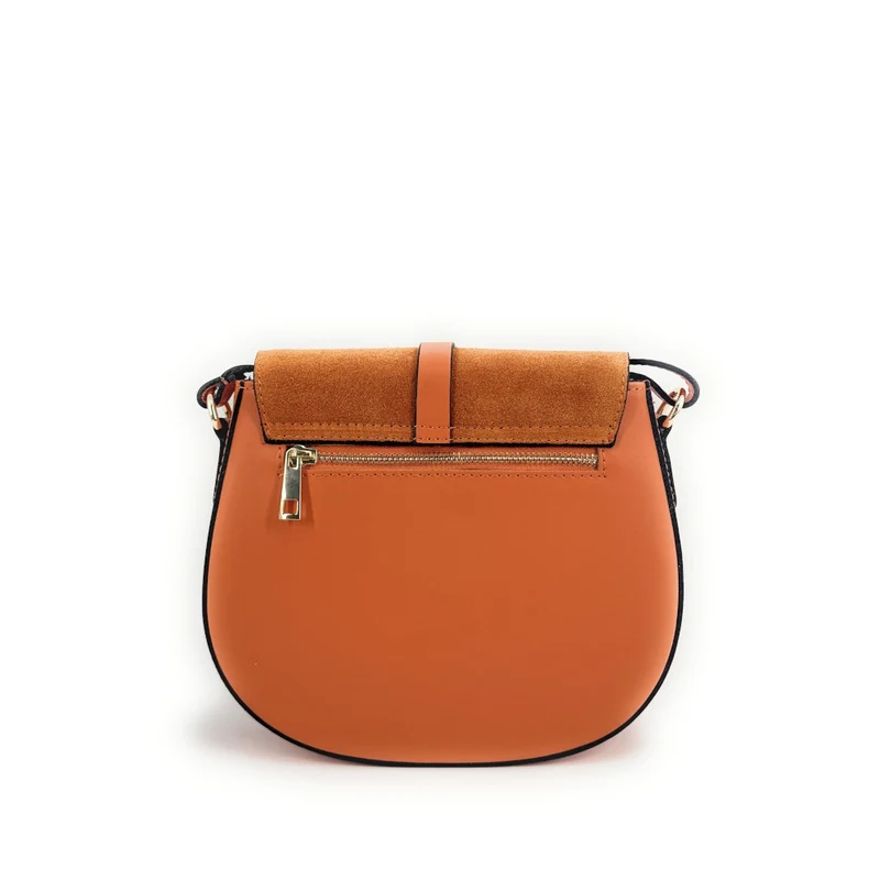 Mini-sac besace en cuir lisse et daim MODELE H Orange