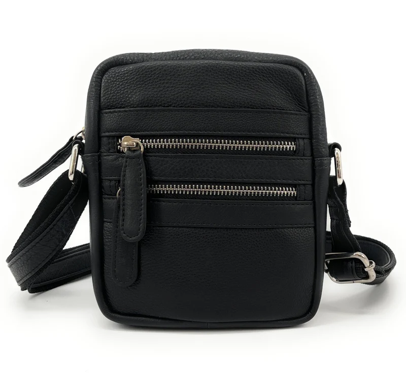 Sacoche en cuir lisse TRINITY Noir