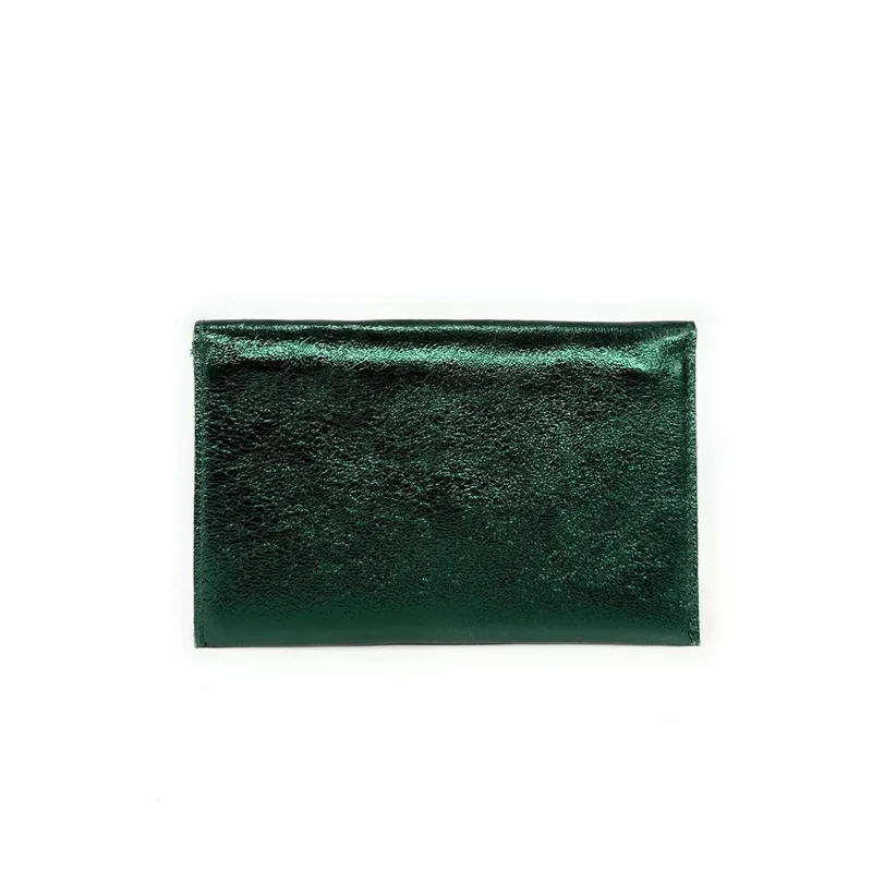Pochette enveloppe en cuir irisé TINA Vert forêt irisé