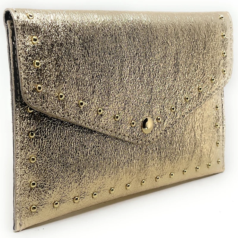 Pochette enveloppe en cuir irisé TINA Or