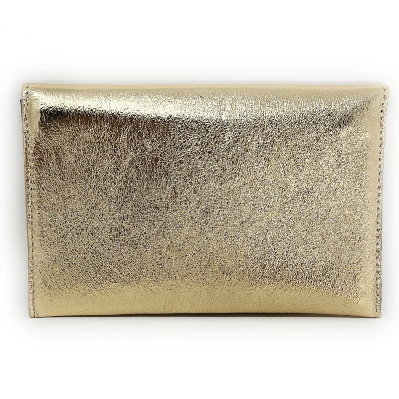 Pochette enveloppe en cuir irisé TINA Or