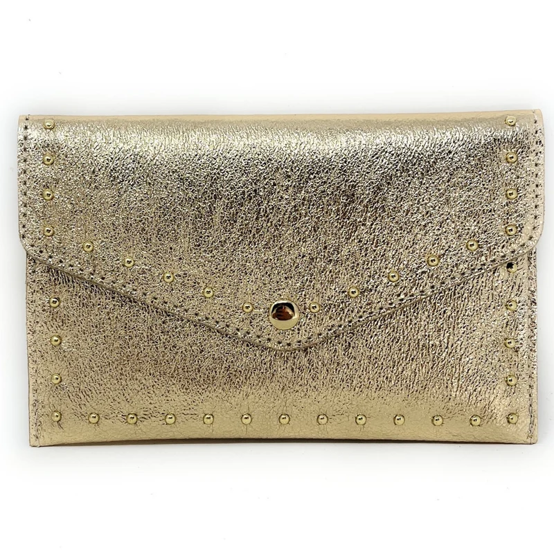 Pochette enveloppe en cuir irisé TINA Or