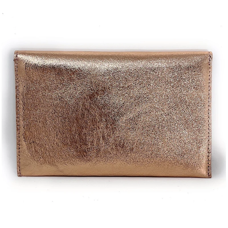 Pochette enveloppe en cuir irisé TINA Rose gold