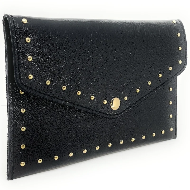 Pochette enveloppe en cuir irisé TINA Noir irisé