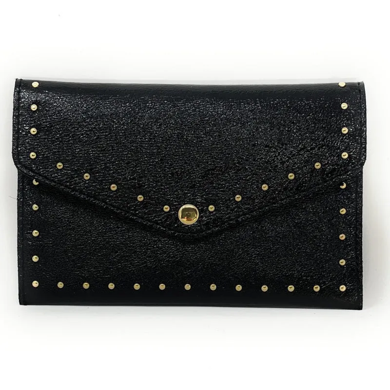 Pochette enveloppe en cuir irisé TINA Noir irisé
