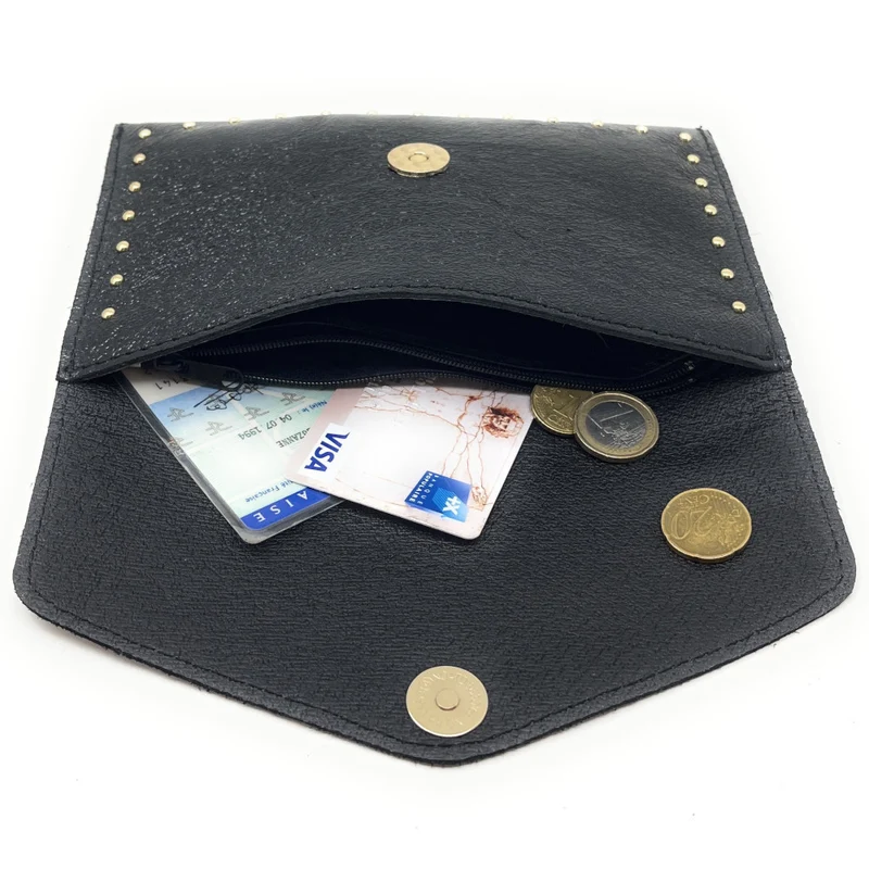 Pochette enveloppe en cuir irisé TINA Noir irisé