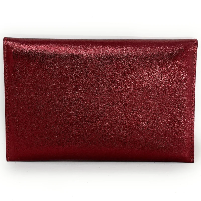 Pochette enveloppe en cuir irisé TINA Framboise irisé