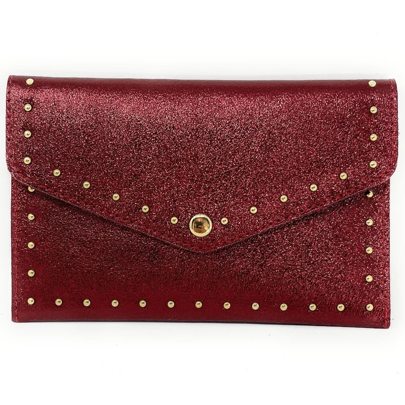 Pochette enveloppe en cuir irisé TINA Framboise irisé