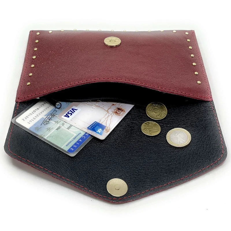 Pochette enveloppe en cuir irisé TINA Framboise irisé