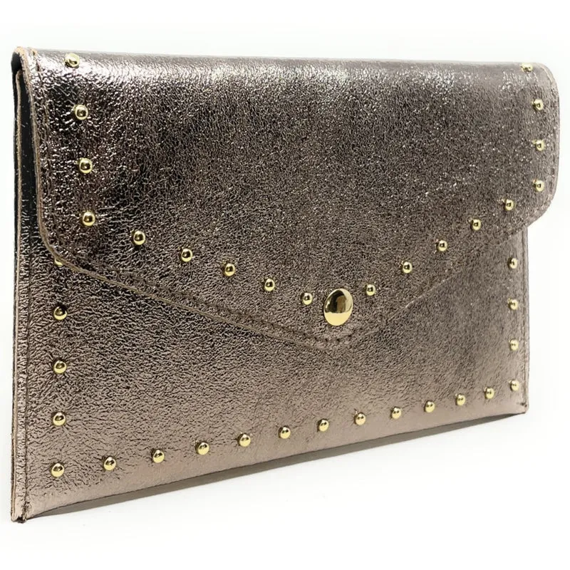 Pochette enveloppe en cuir irisé TINA Champagne irisé