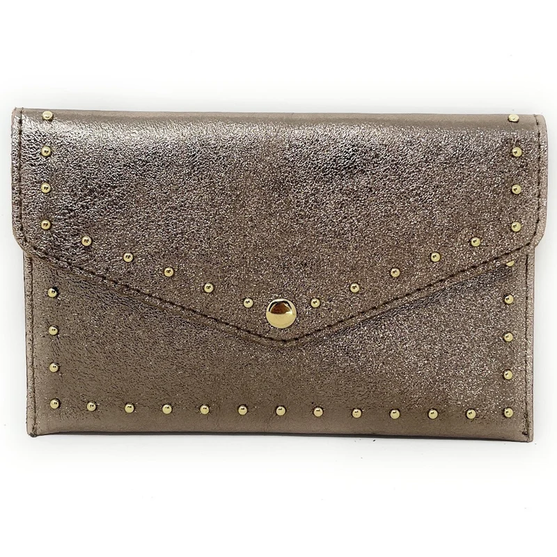 Pochette enveloppe en cuir irisé TINA Champagne irisé