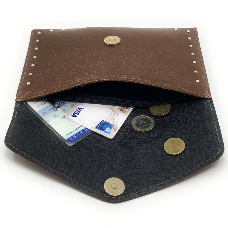 Pochette enveloppe en cuir irisé TINA Bronze