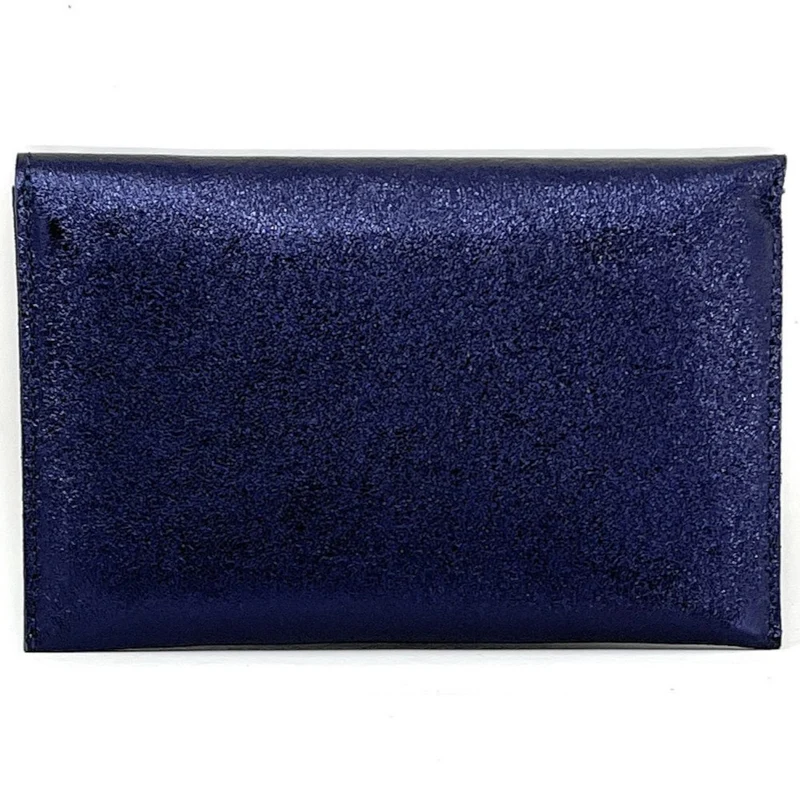 Pochette enveloppe en cuir irisé TINA Bleu nuit étoilée