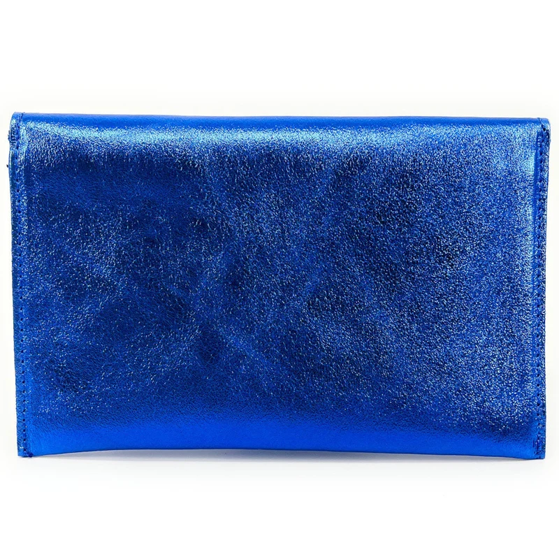 Pochette enveloppe en cuir irisé TINA Bleu roi irisé