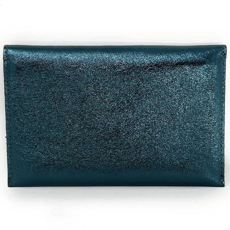 Pochette enveloppe en cuir irisé TINA Bleu canard irisé