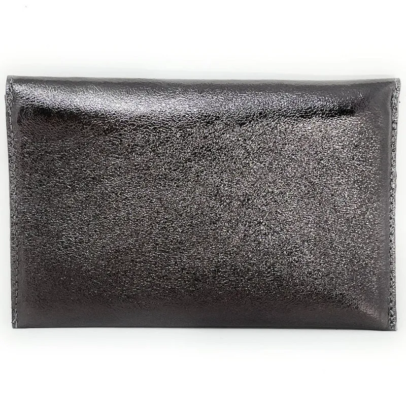 Pochette enveloppe en cuir irisé TINA Argent foncé