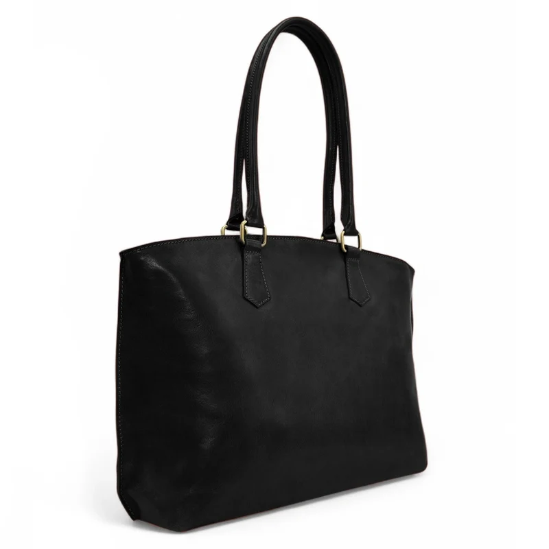 Grand sac cabas en cuir lisse GREENWICH Noir