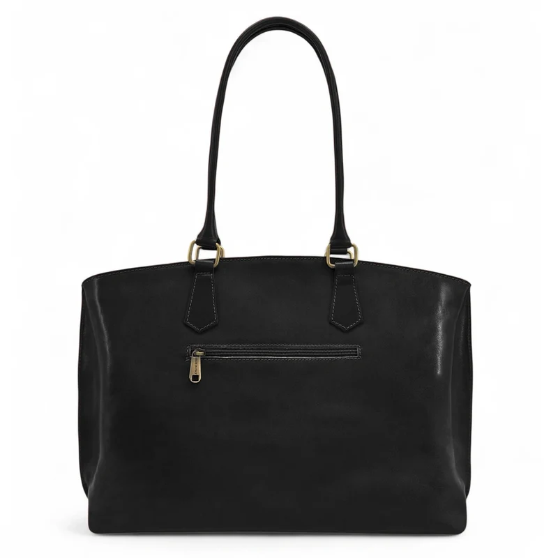Grand sac cabas en cuir lisse GREENWICH Noir