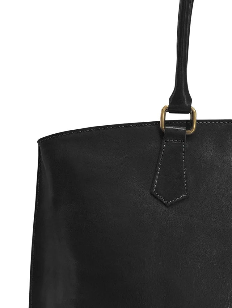 Grand sac cabas en cuir lisse GREENWICH Noir