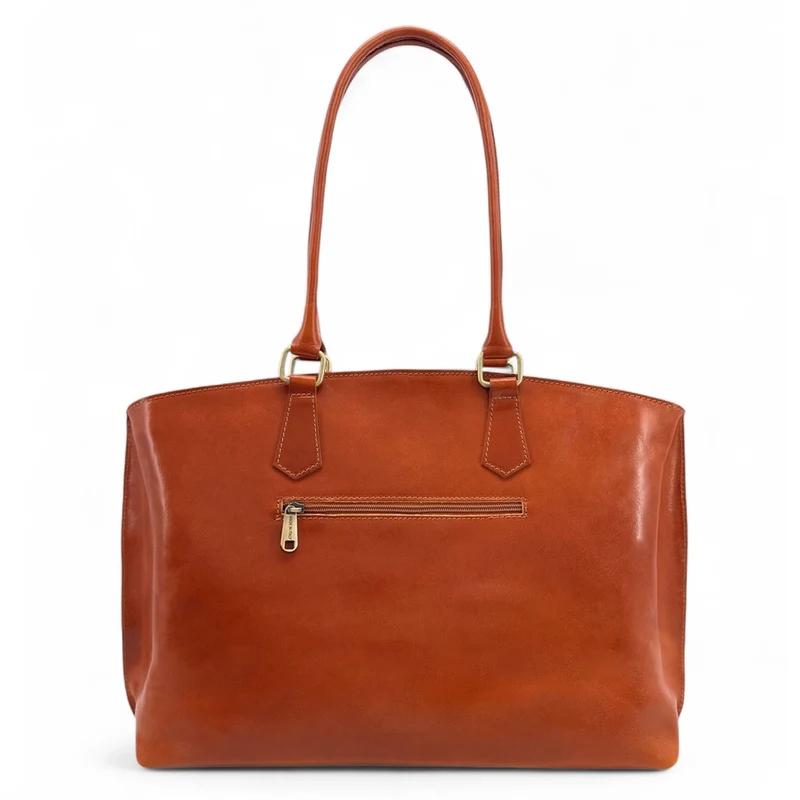Grand sac cabas en cuir lisse GREENWICH Camel