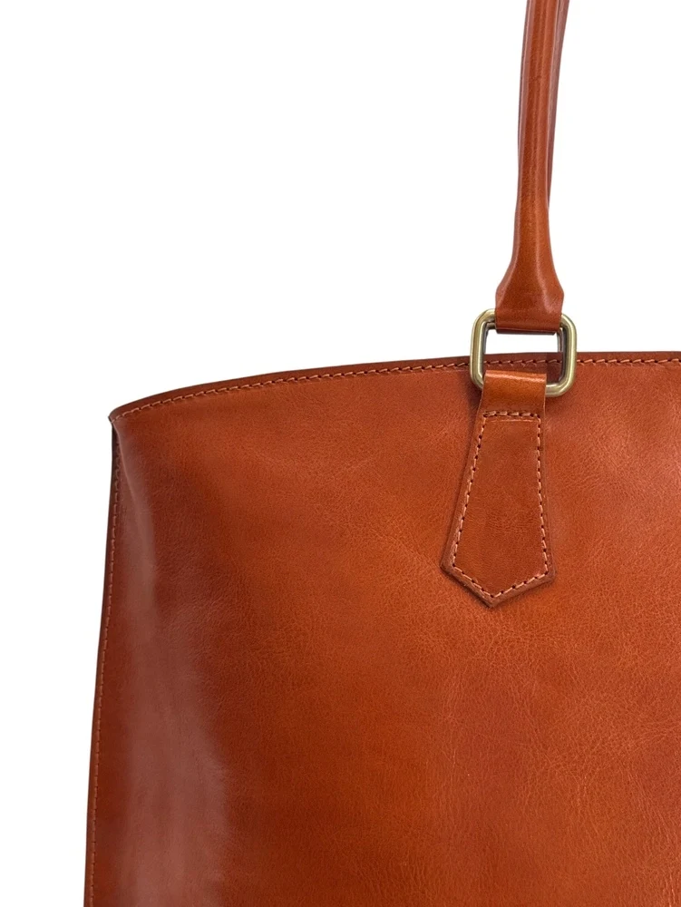 Grand sac cabas en cuir lisse GREENWICH Camel