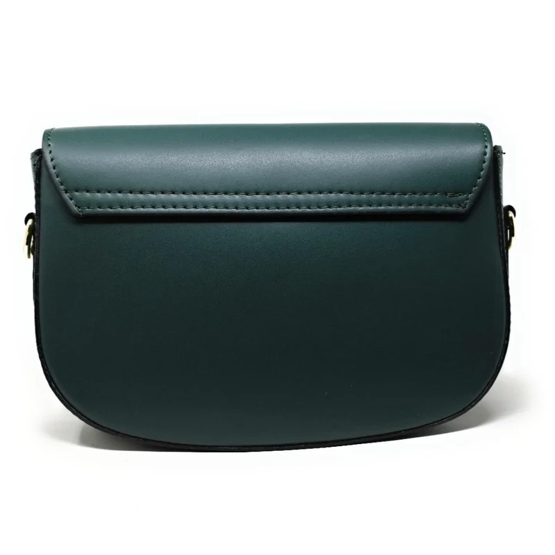 Sac trotteur à bandoulière en cuir lisse MADDY Vert forêt