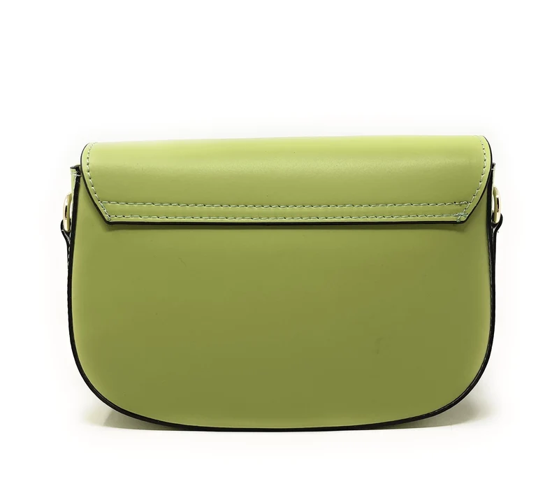 Sac trotteur à bandoulière en cuir lisse MADDY Vert anis