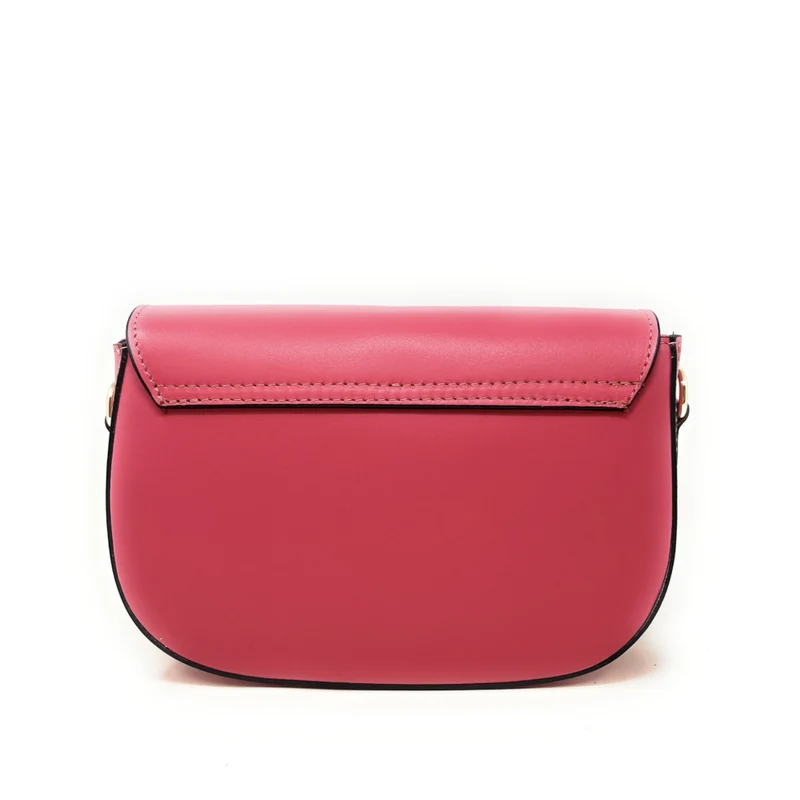 Sac trotteur à bandoulière en cuir lisse MADDY Rose corail