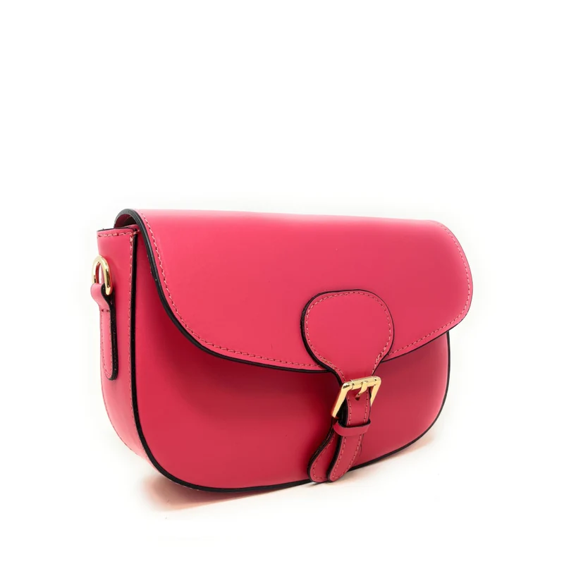 Sac trotteur à bandoulière en cuir lisse MADDY Rose corail