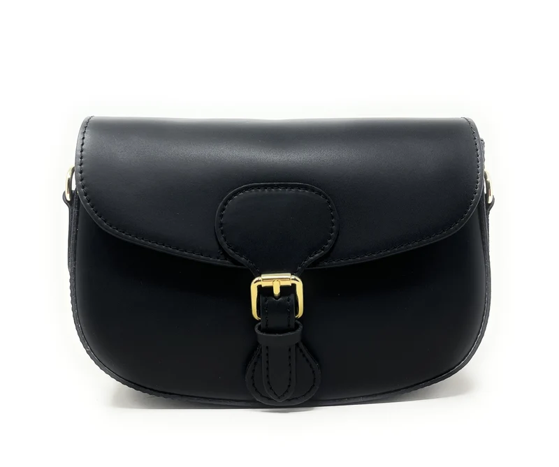 Sac trotteur à bandoulière en cuir lisse MADDY Noir