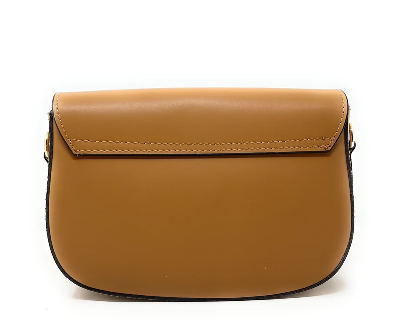 Sac trotteur à bandoulière en cuir lisse MADDY Marron camel foncé