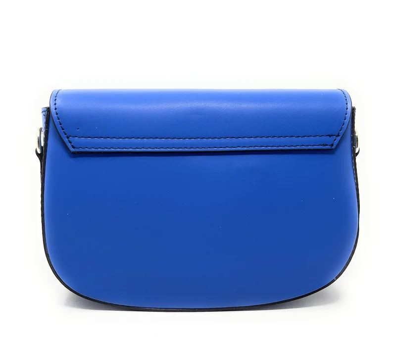 Sac trotteur à bandoulière en cuir lisse MADDY Bleu