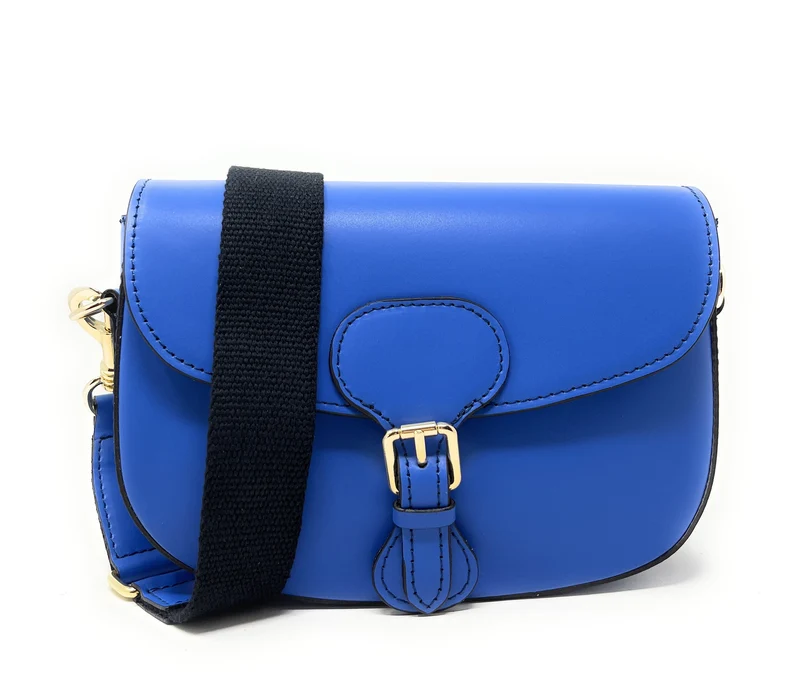 Sac trotteur à bandoulière en cuir lisse MADDY Bleu