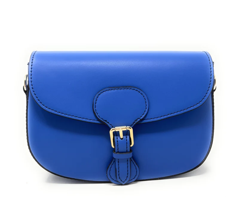 Sac trotteur à bandoulière en cuir lisse MADDY Bleu