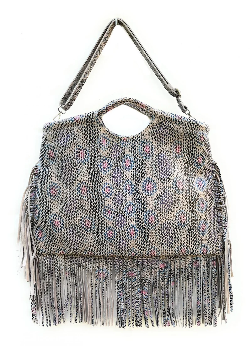 Maxi sac à main en cuir imprimé MAMBA Multicolore 1