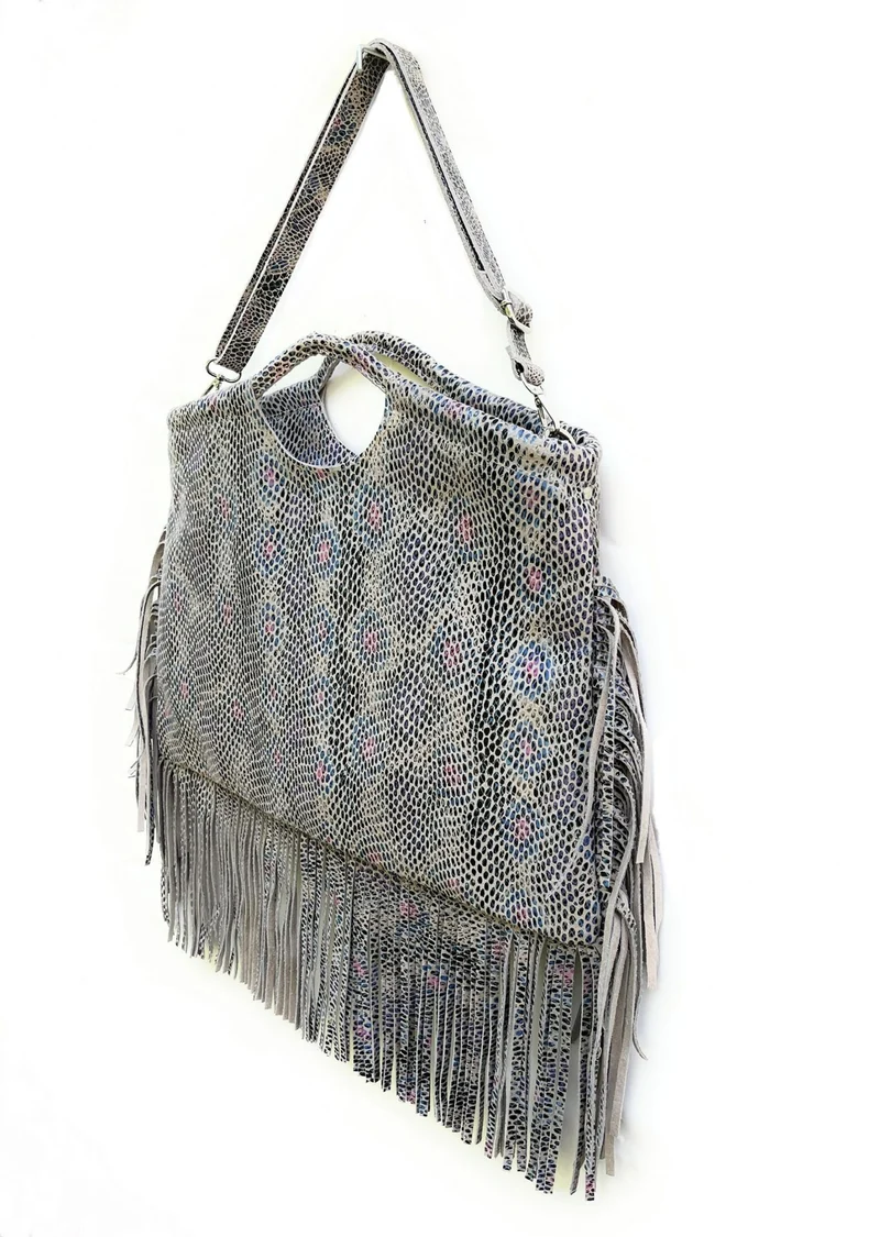 Maxi sac à main en cuir imprimé MAMBA Multicolore 1