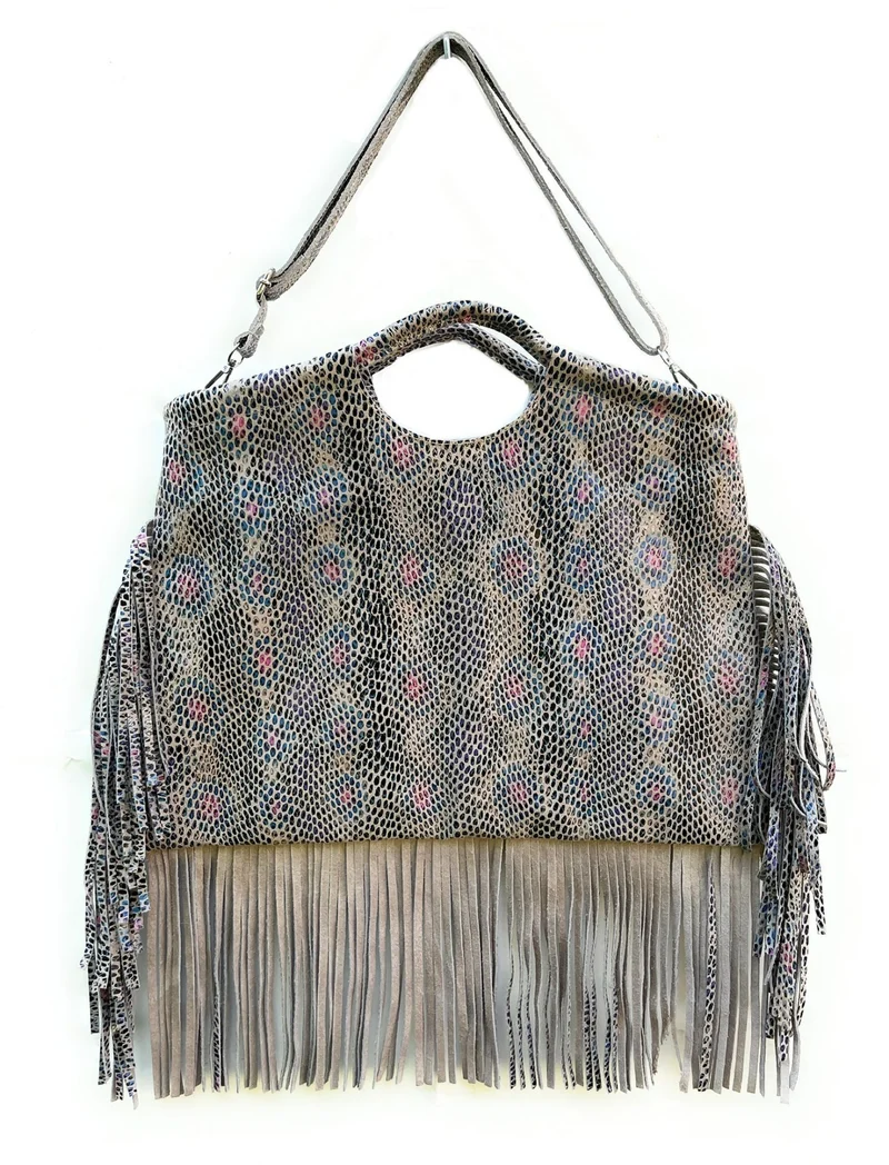 Maxi sac à main en cuir imprimé MAMBA Multicolore 1