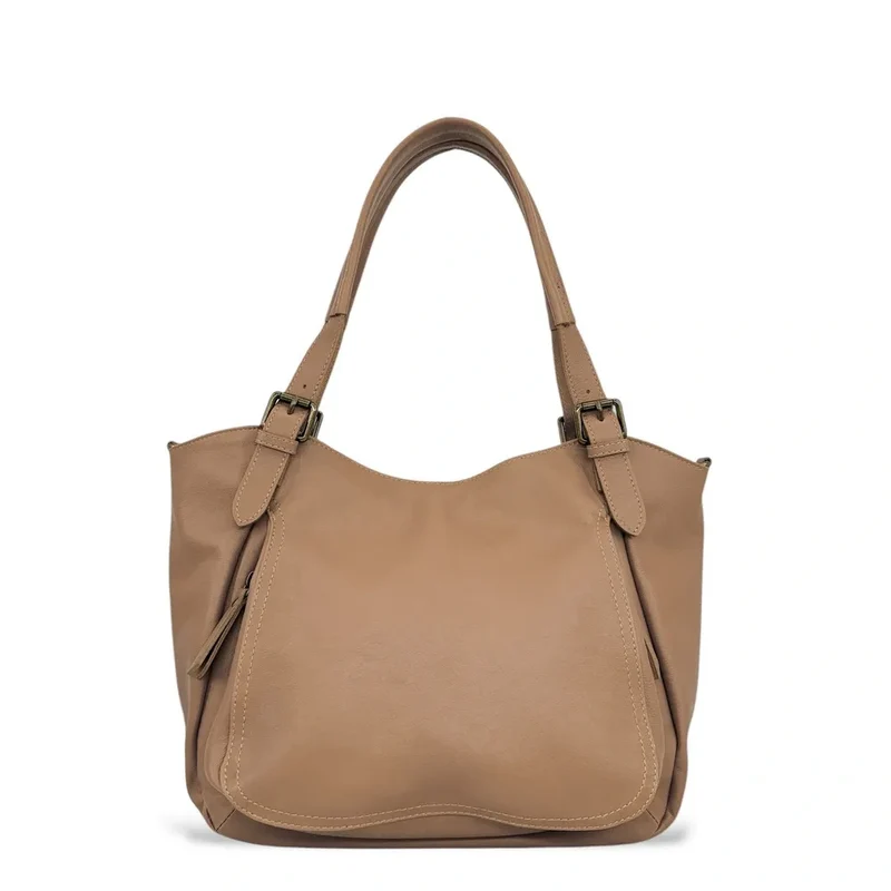 Sac en cuir lisse ELTON Taupe