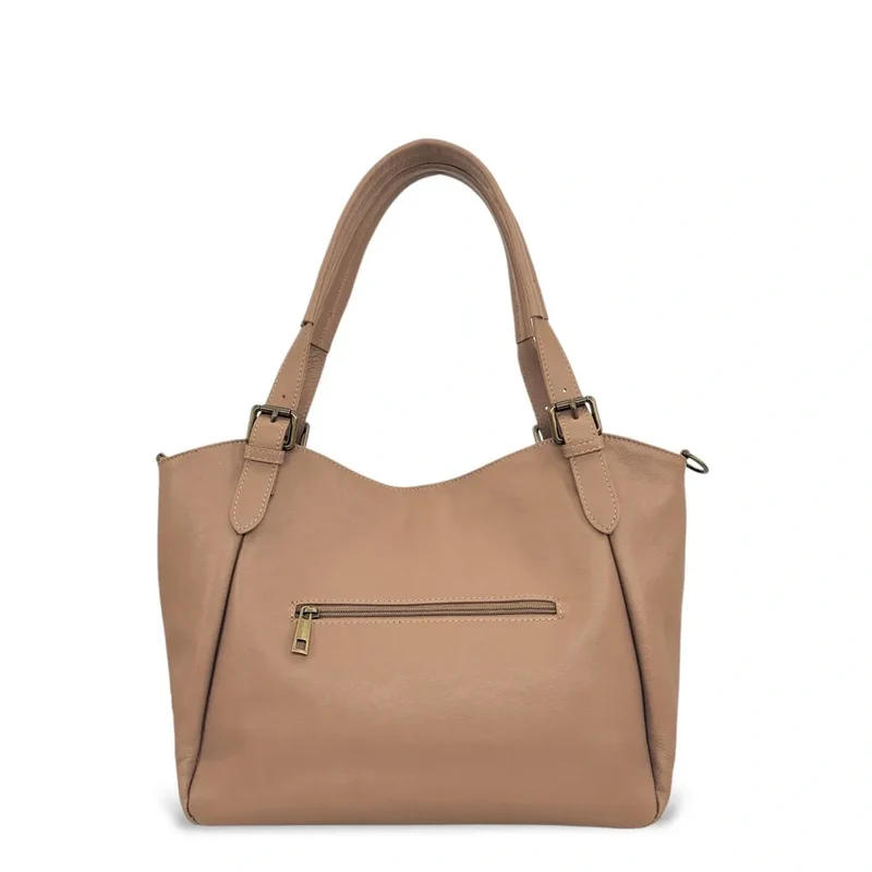Sac en cuir lisse ELTON Taupe