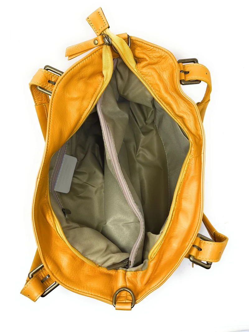 Sac en cuir lisse ELTON Safran