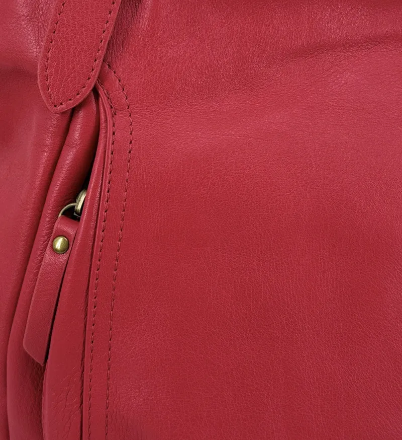 Sac en cuir lisse ELTON Rouge magenta
