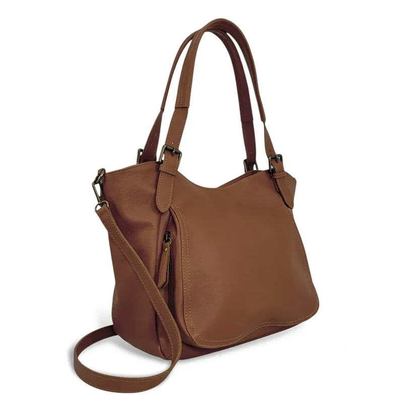 Sac en cuir lisse ELTON Cannelle