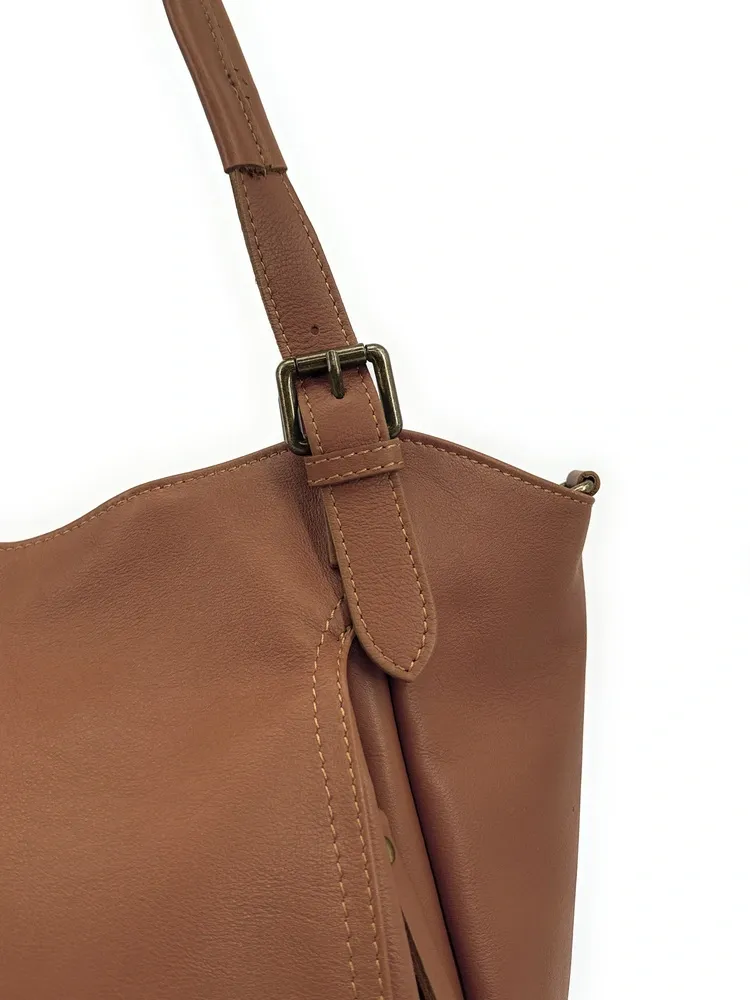 Sac en cuir lisse ELTON Cannelle