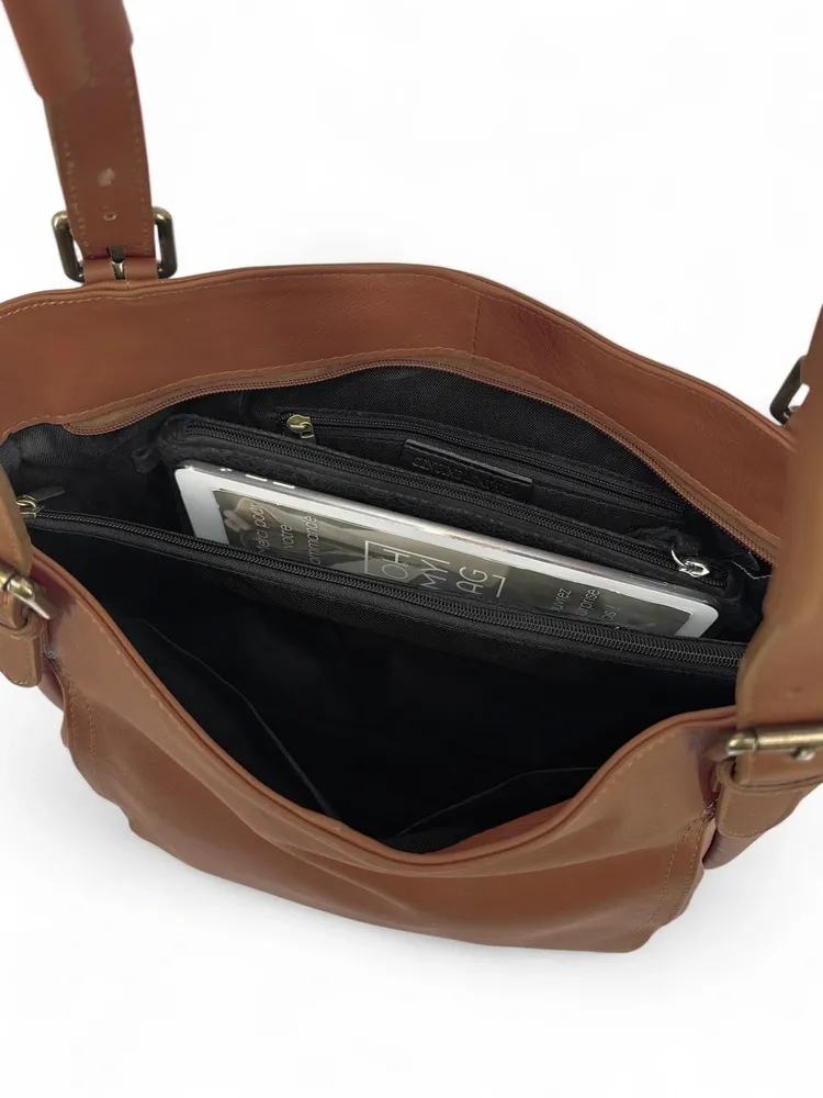 Sac en cuir lisse ELTON Cannelle