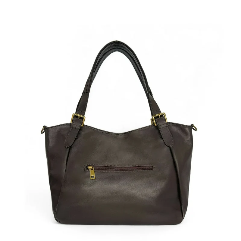 Sac en cuir lisse ELTON Chocolat