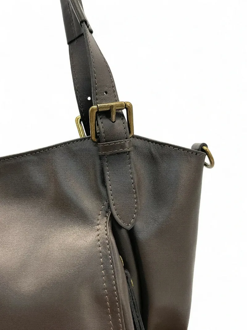 Sac en cuir lisse ELTON Chocolat