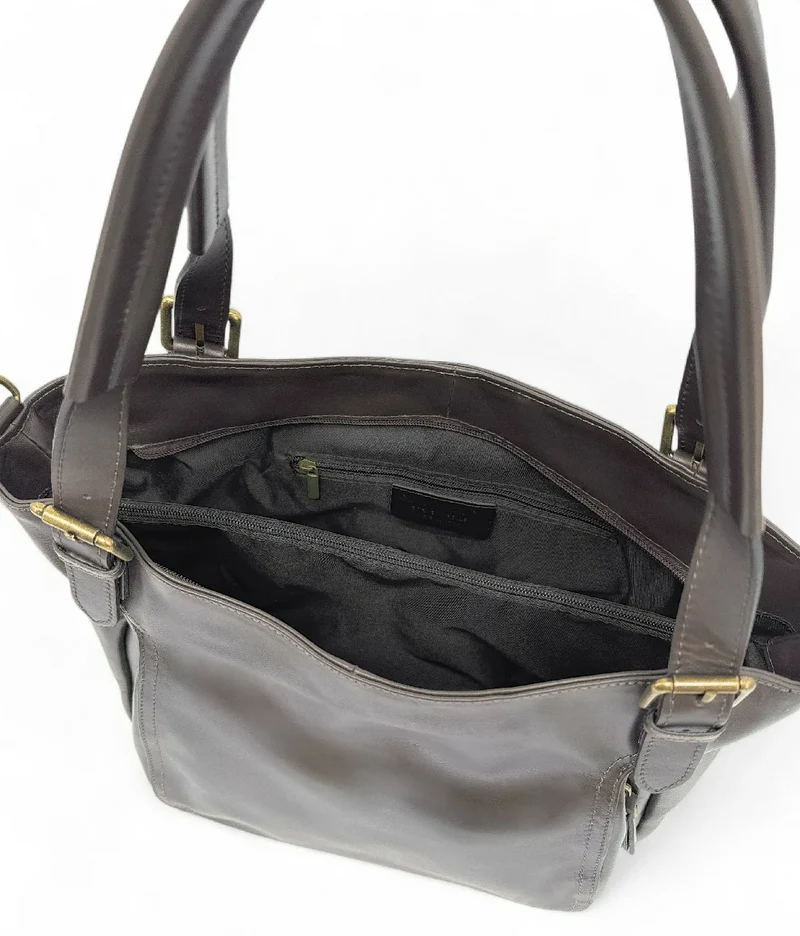Sac en cuir lisse ELTON Chocolat