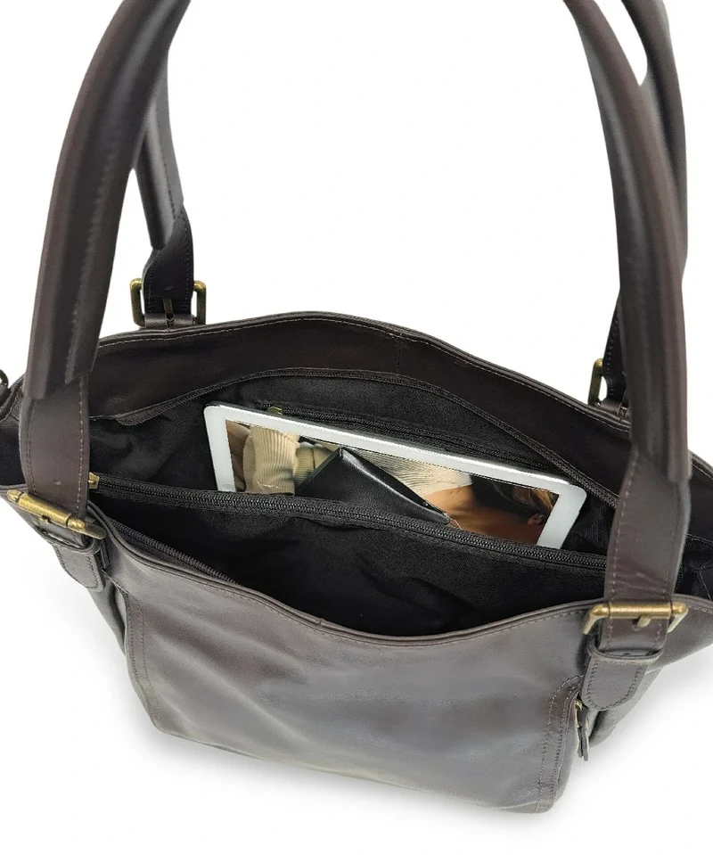 Sac en cuir lisse ELTON Chocolat